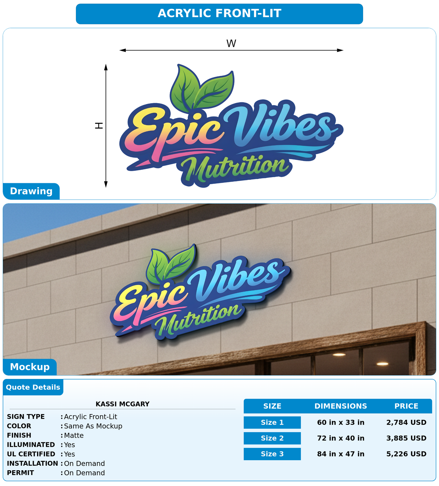 CUSTOM MOCKUP SIGN FOR Kassi McGary