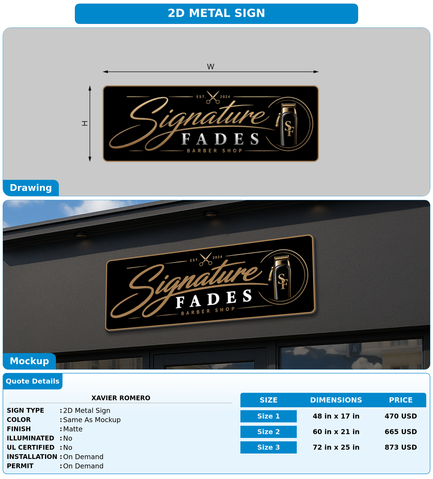 CUSTOM MOCKUP SIGN FOR Xavier Romero