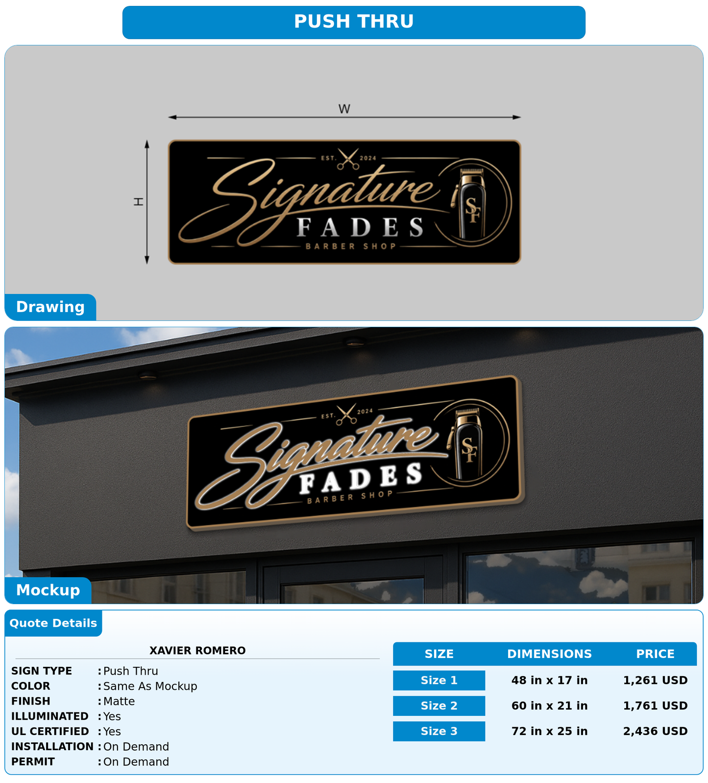 CUSTOM MOCKUP SIGN FOR Xavier Romero