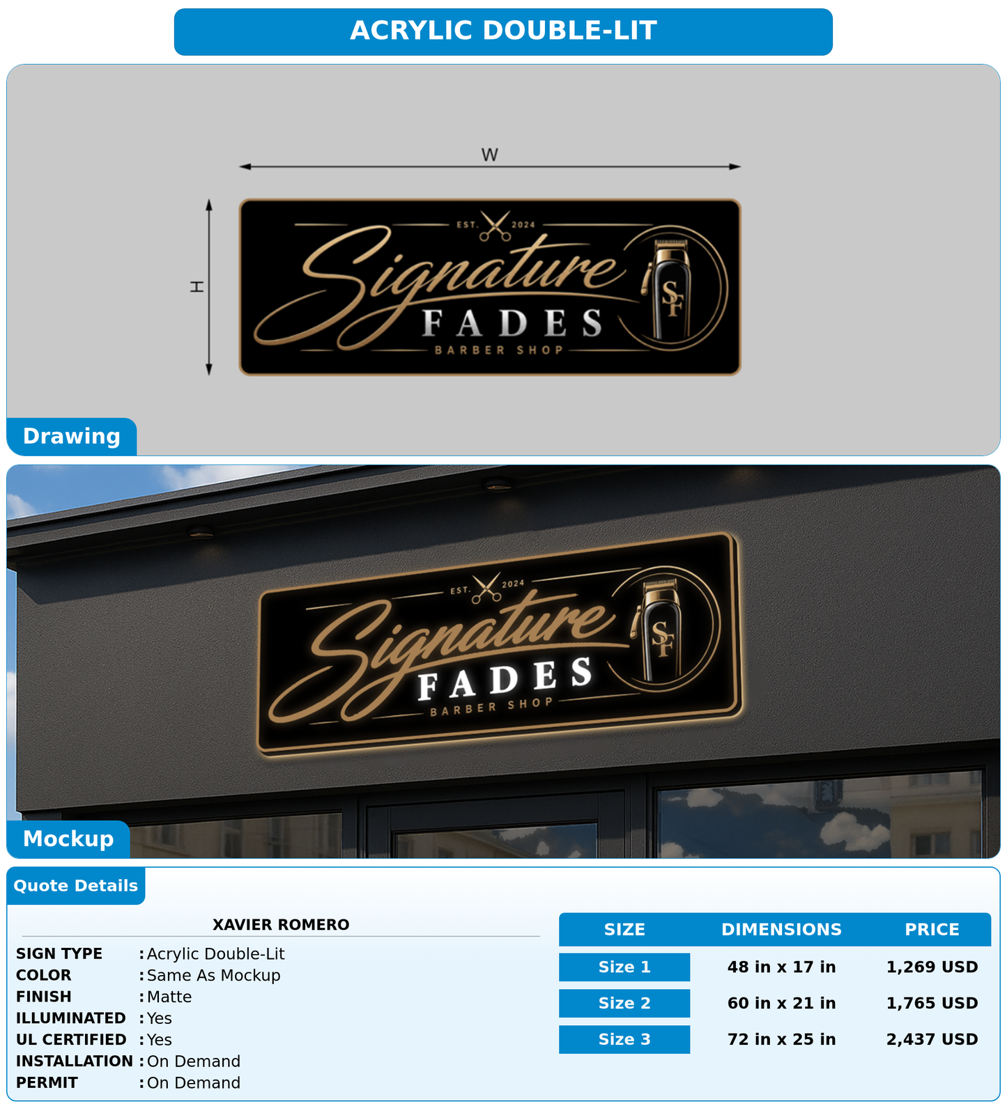CUSTOM MOCKUP SIGN FOR Xavier Romero