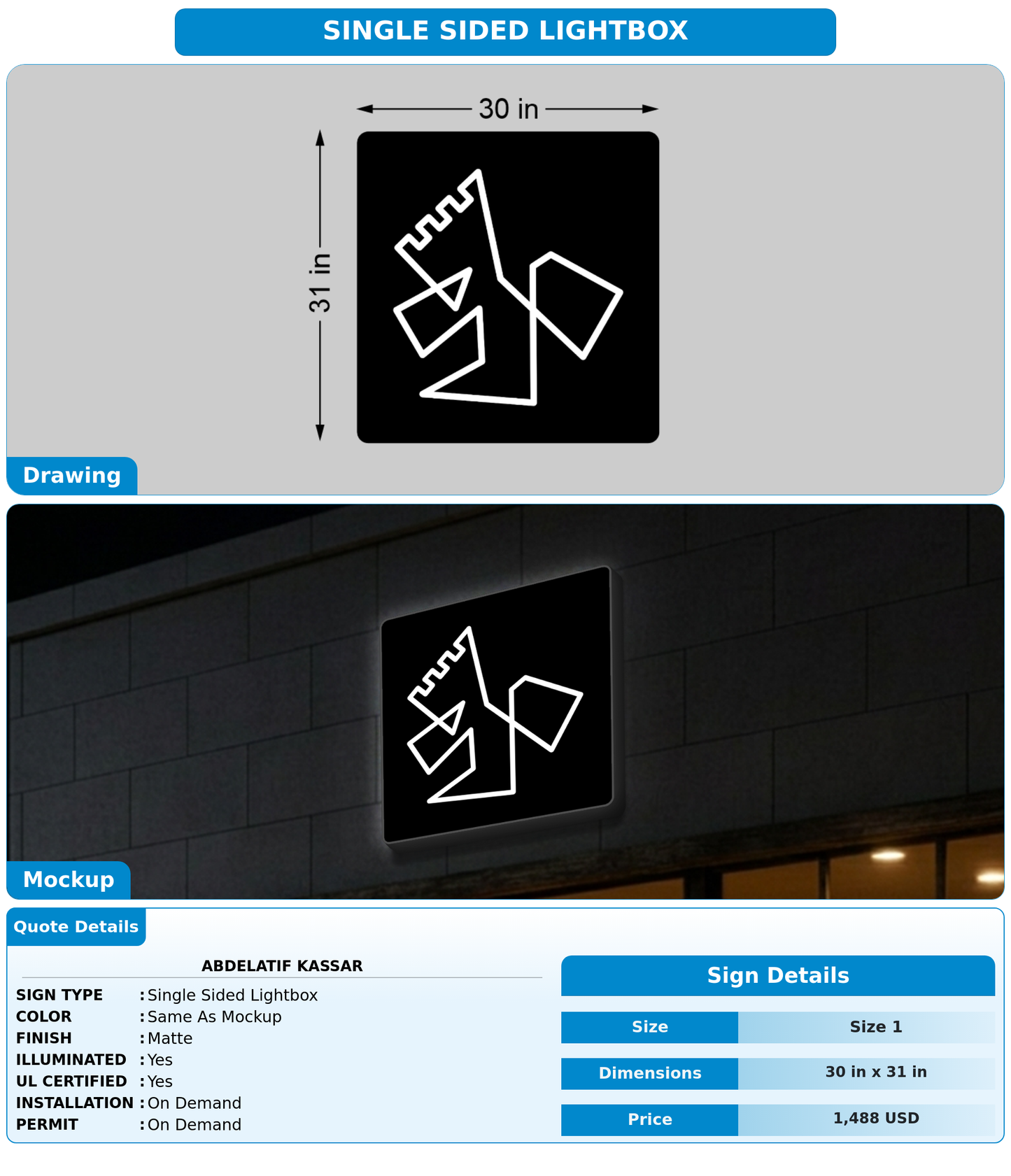CUSTOM MOCKUP SIGN FOR Abdelatif Kassar