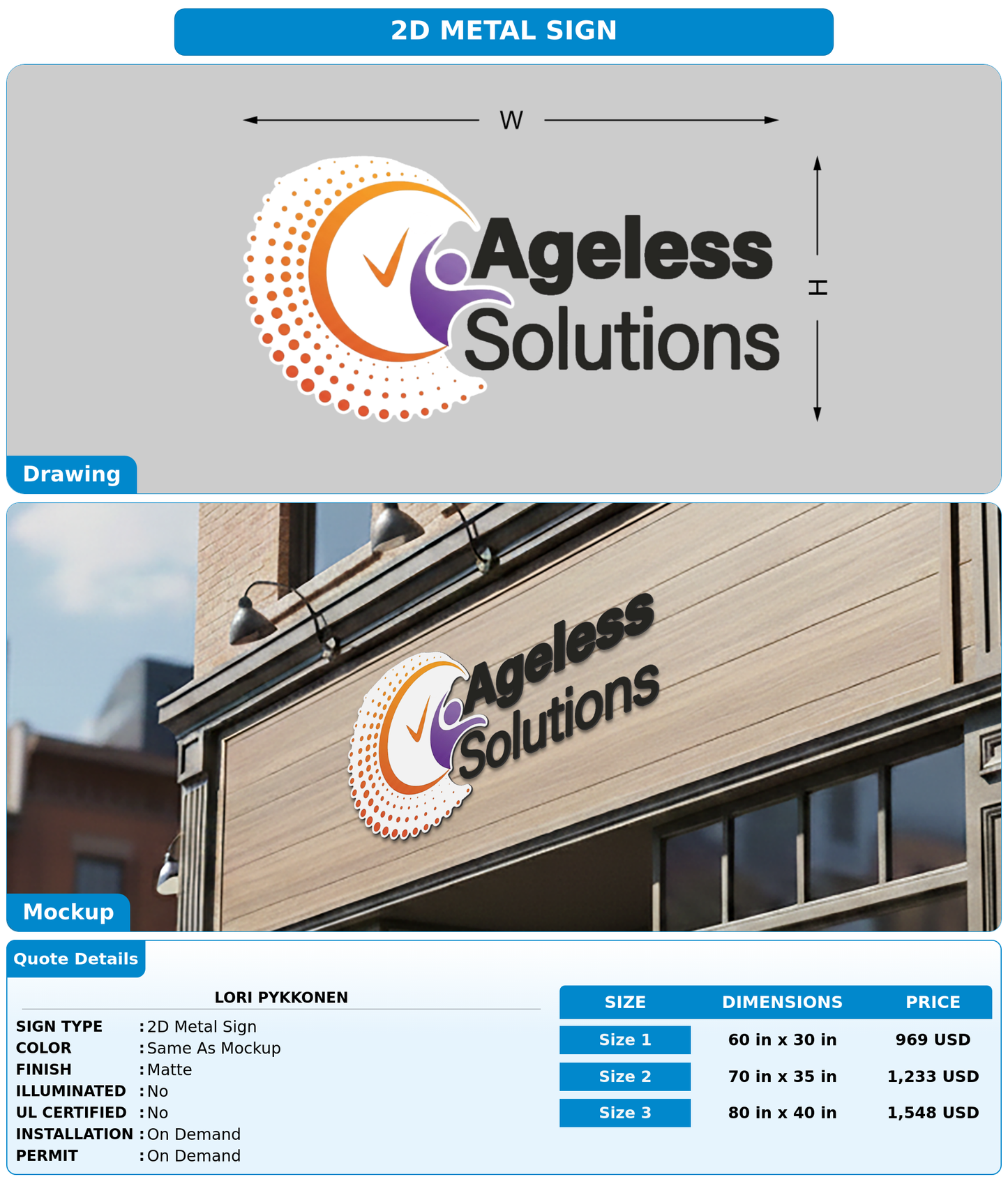 CUSTOM MOCKUP SIGN FOR Lori pykkonen