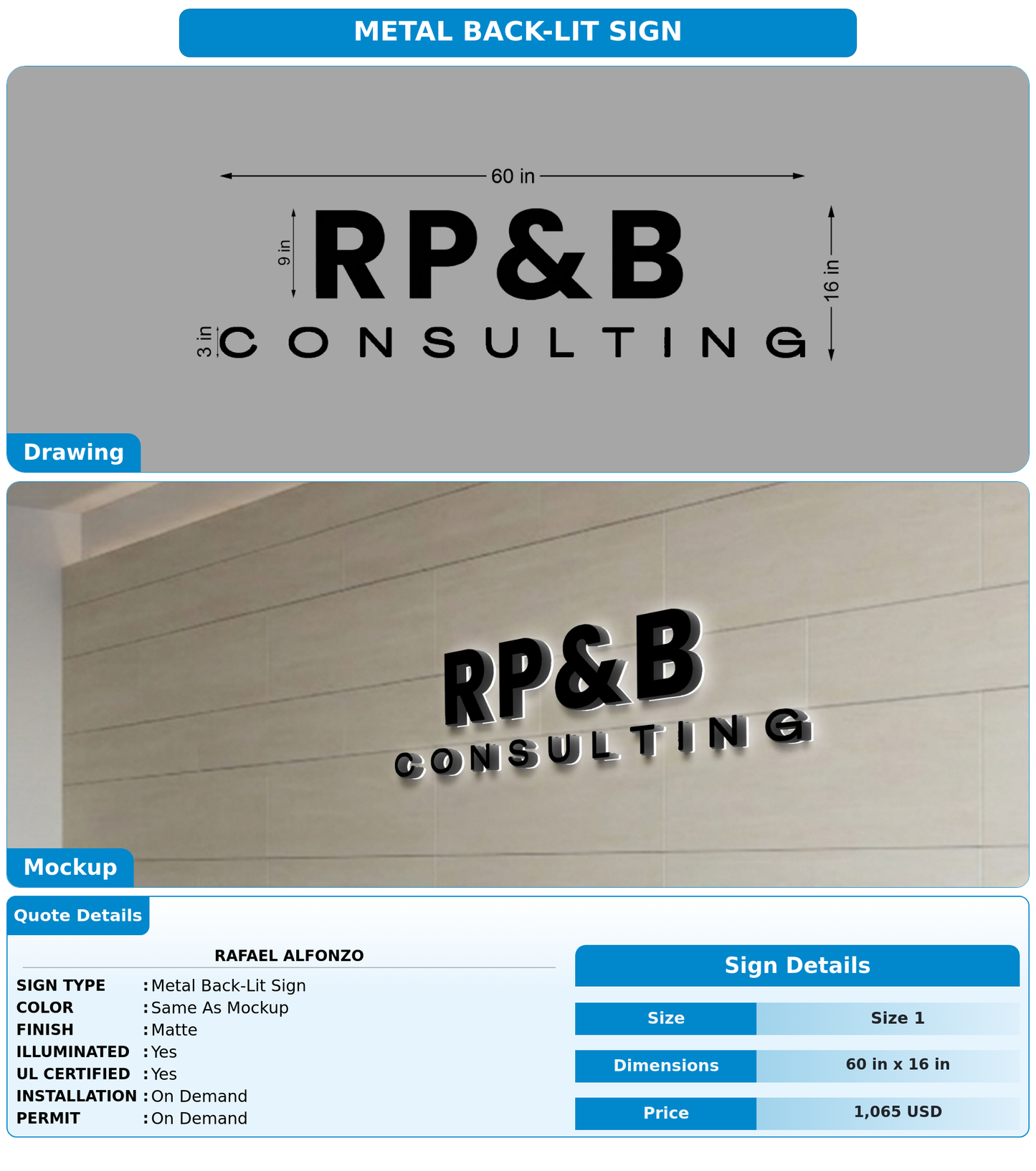 CUSTOM MOCKUP SIGN FOR Rafael Alfonzo