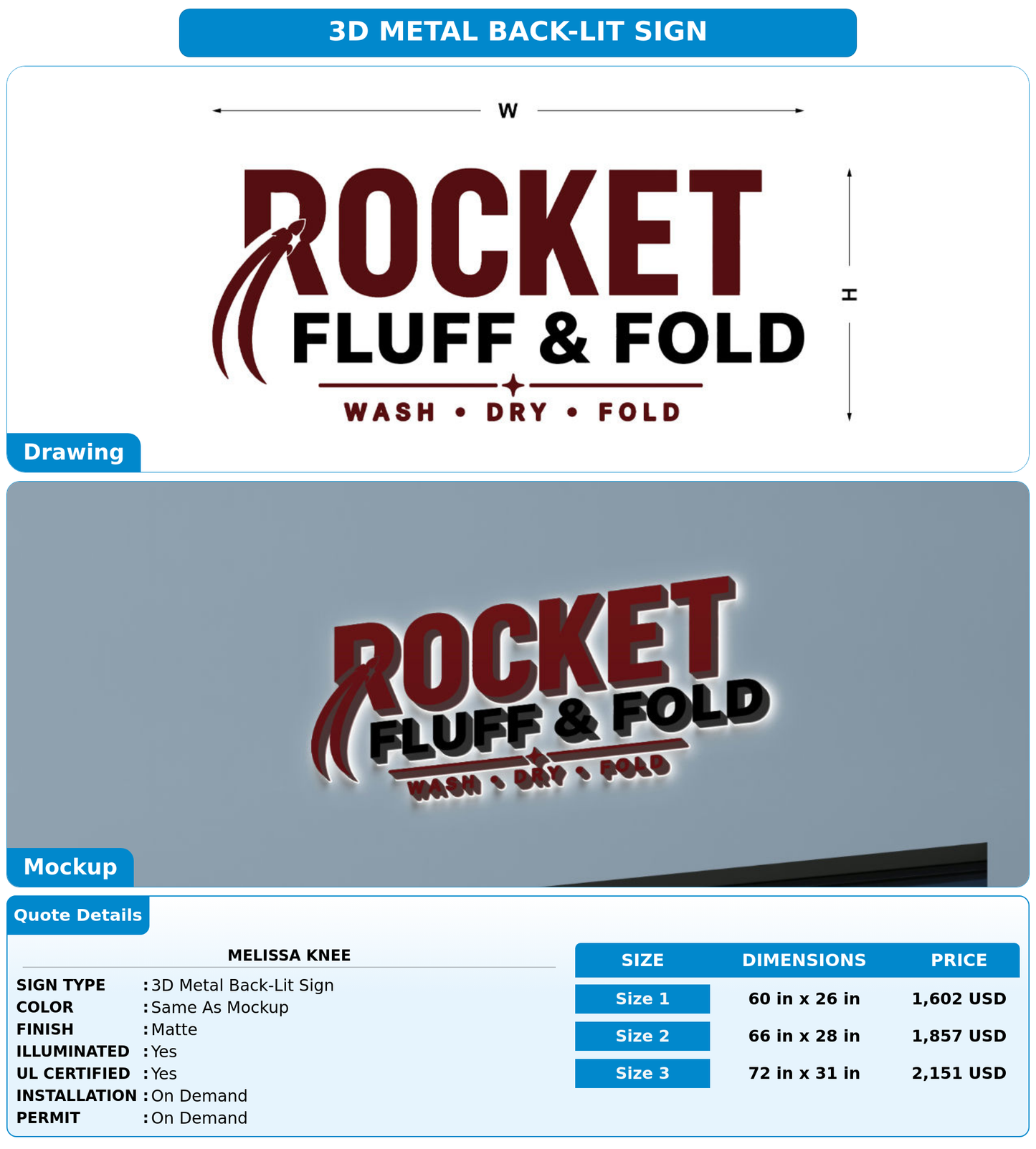 CUSTOM MOCKUP SIGN FOR Melissa Knee