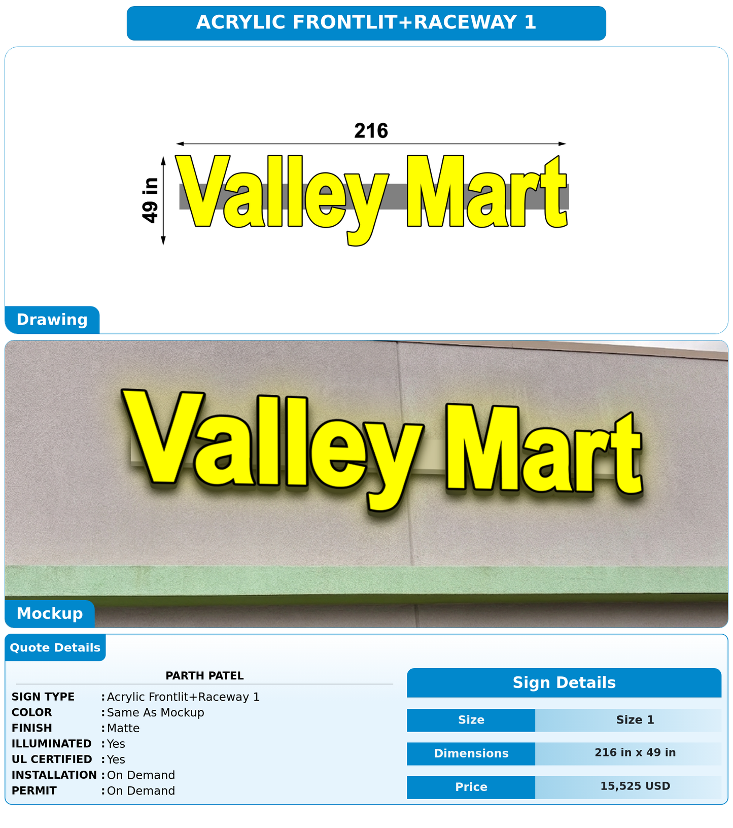 CUSTOM MOCKUP SIGN FOR Parth Patel