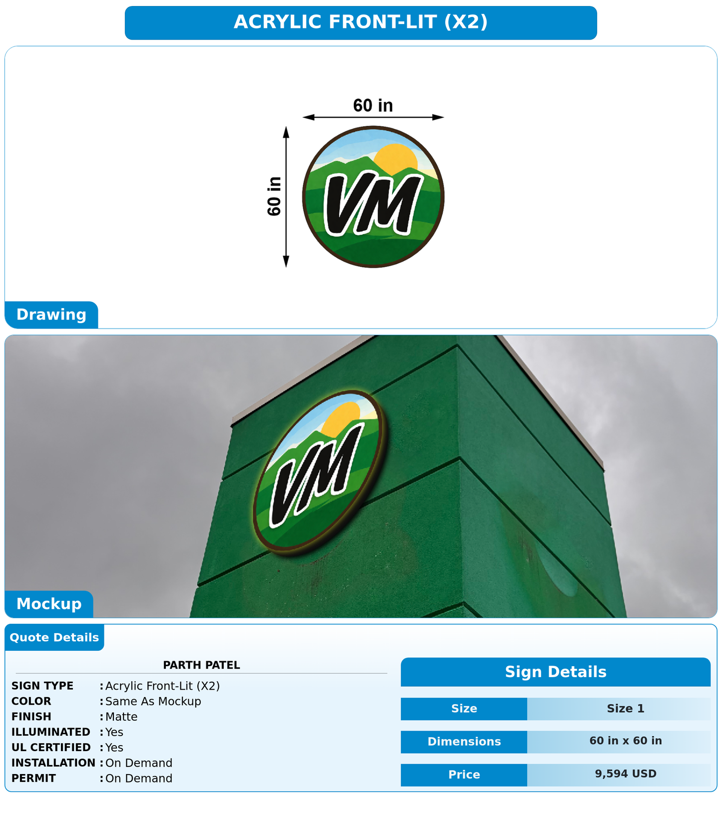 CUSTOM MOCKUP SIGN FOR Parth Patel