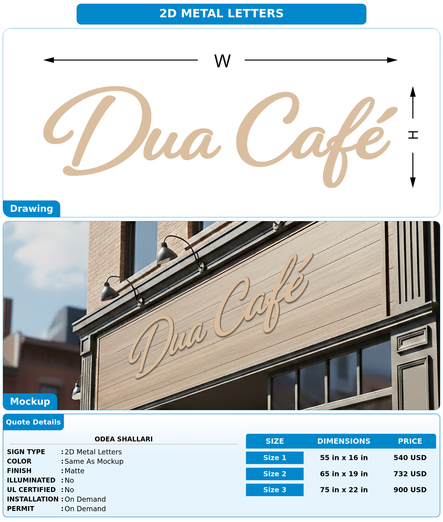 CUSTOM MOCKUP SIGN FOR Odea Shallari