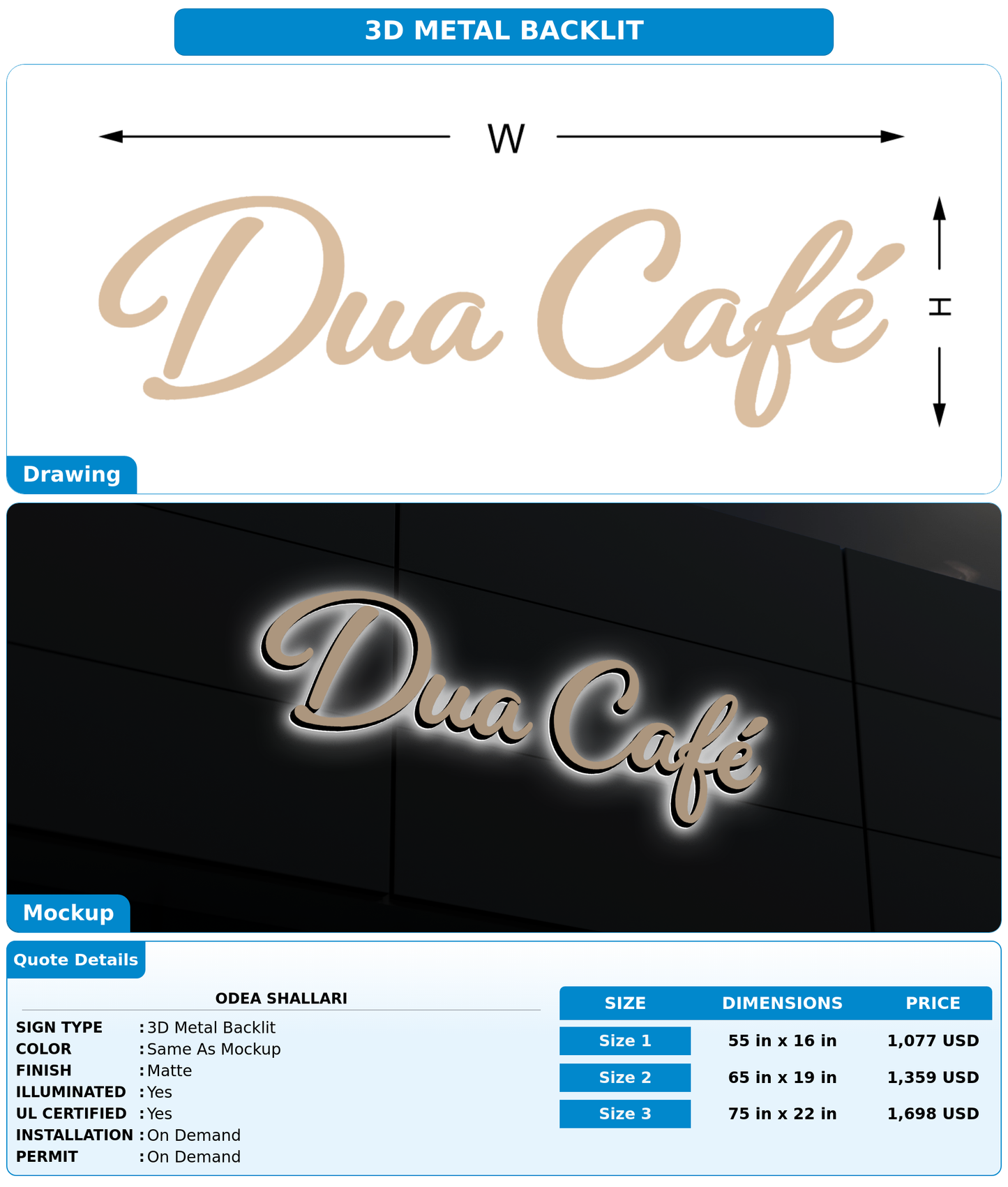 CUSTOM MOCKUP SIGN FOR Odea Shallari