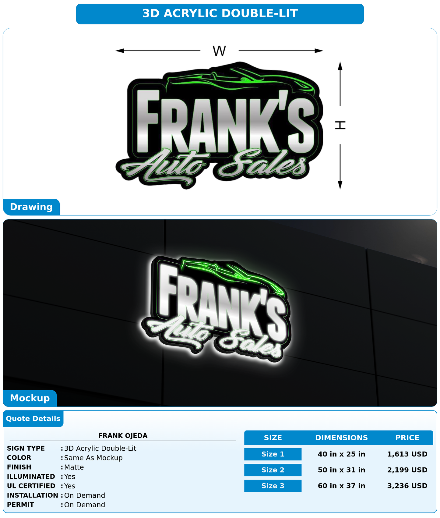 CUSTOM MOCKUP SIGN FOR Frank Ojeda