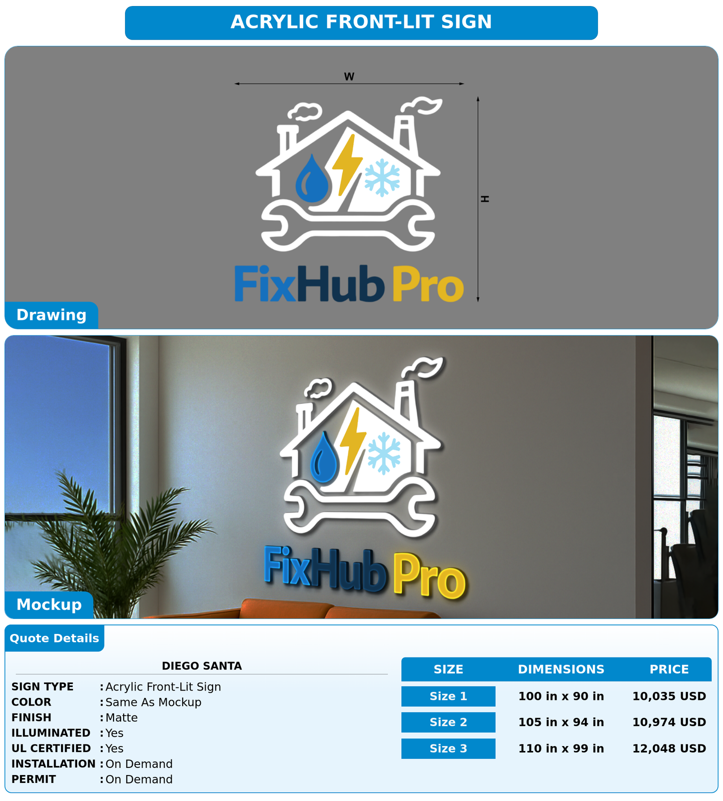 CUSTOM MOCKUP SIGN FOR Diego santa