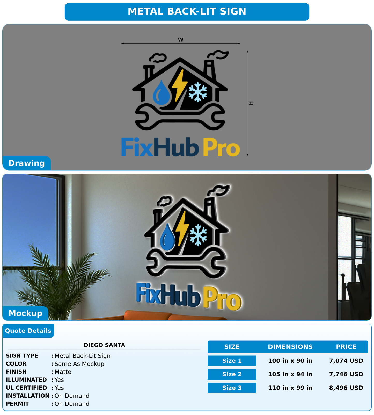 CUSTOM MOCKUP SIGN FOR Diego santa
