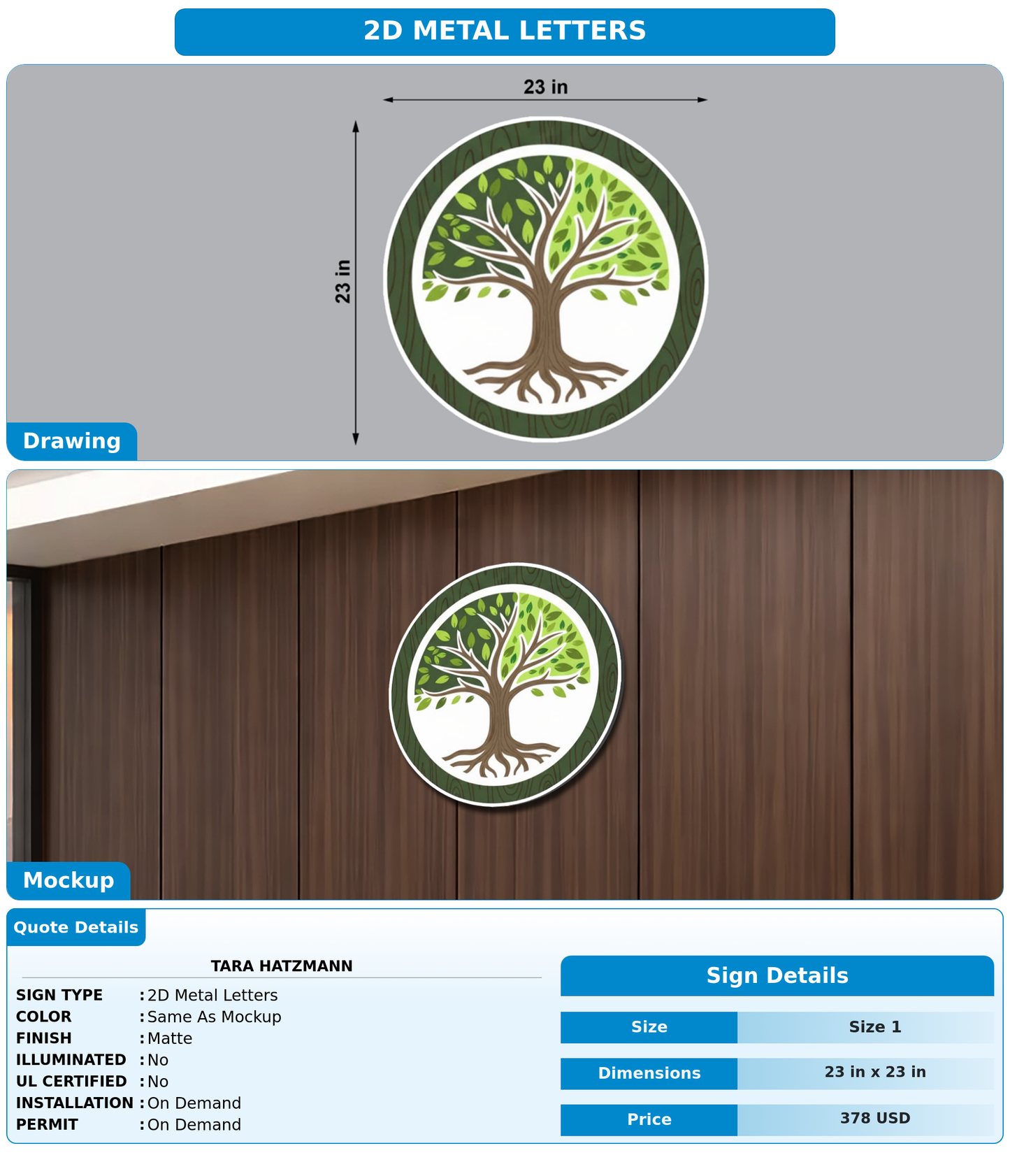 CUSTOM MOCKUP SIGN FOR Tara Hatzmann