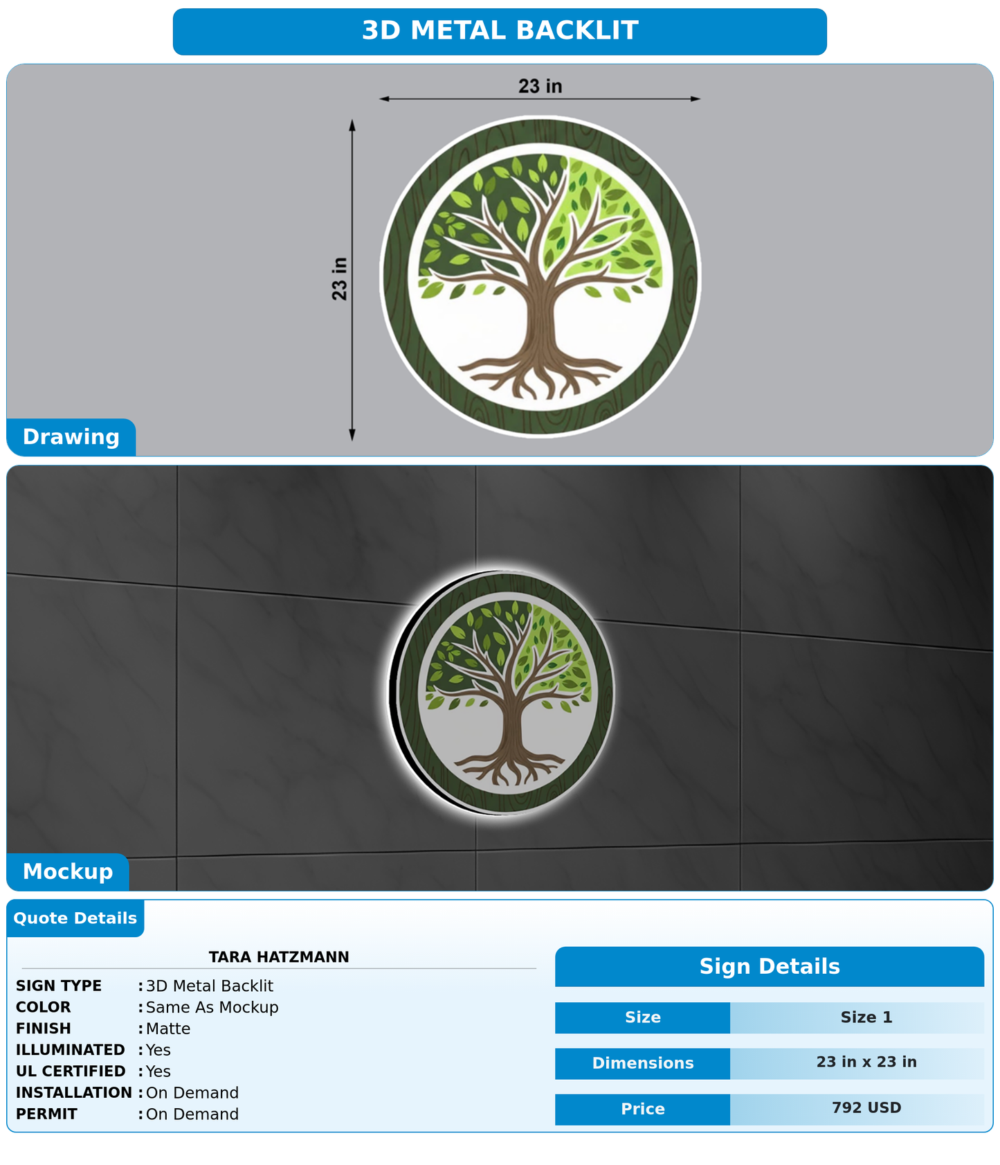 CUSTOM MOCKUP SIGN FOR Tara Hatzmann
