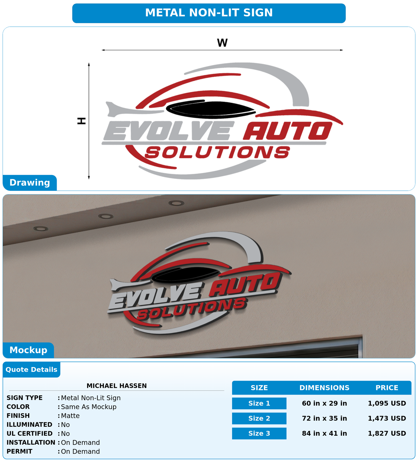 CUSTOM MOCKUP SIGN FOR Michael Hassen