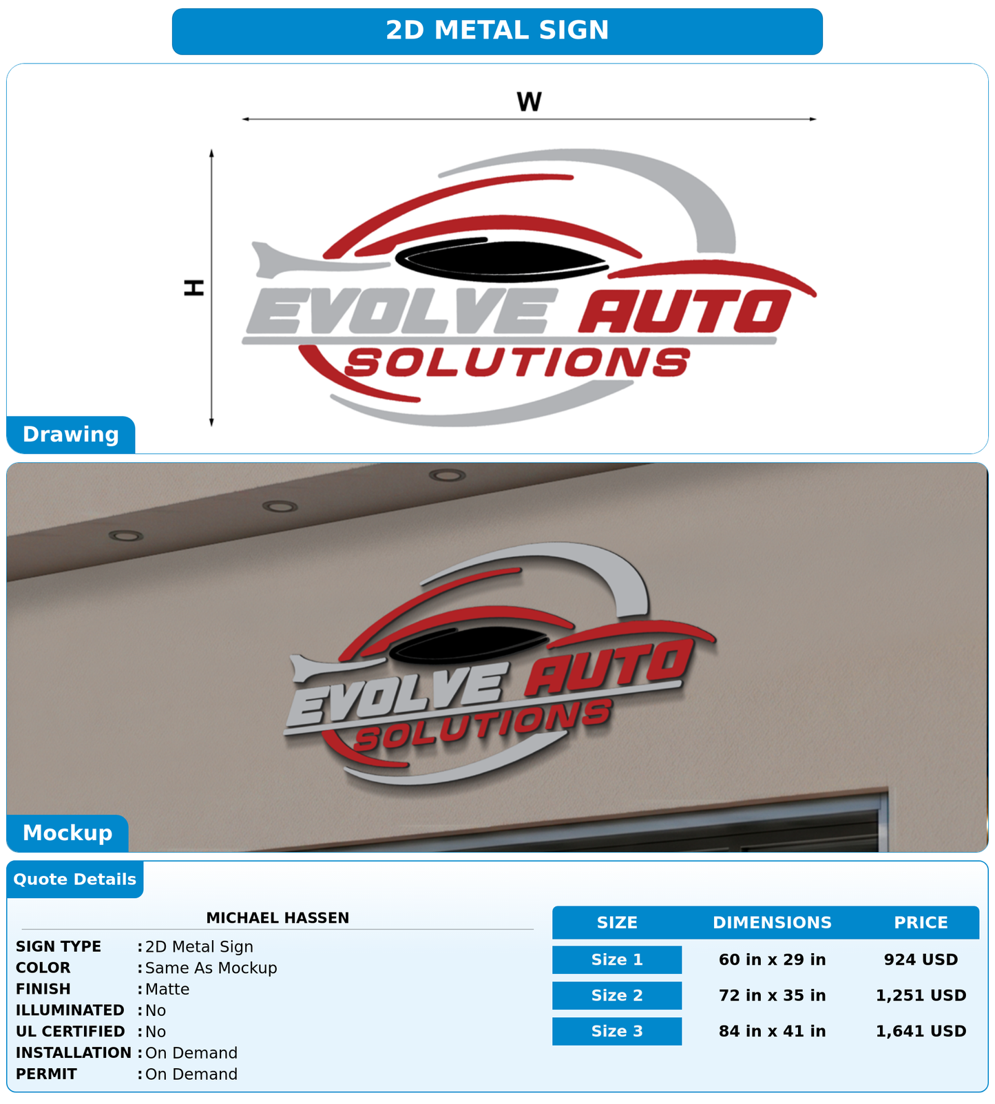 CUSTOM MOCKUP SIGN FOR Michael Hassen