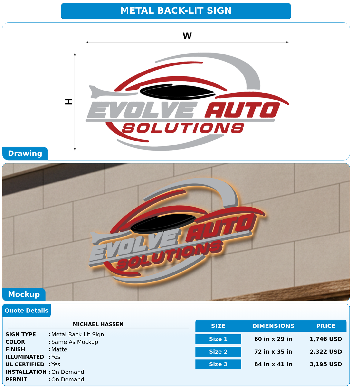 CUSTOM MOCKUP SIGN FOR Michael Hassen