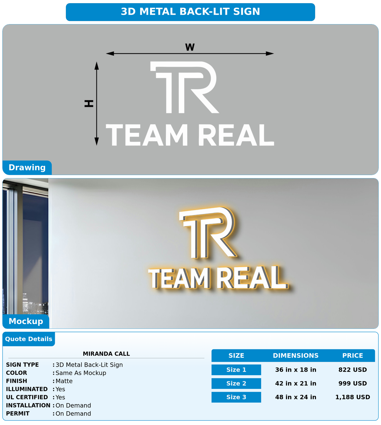 CUSTOM MOCKUP SIGN FOR Miranda Call