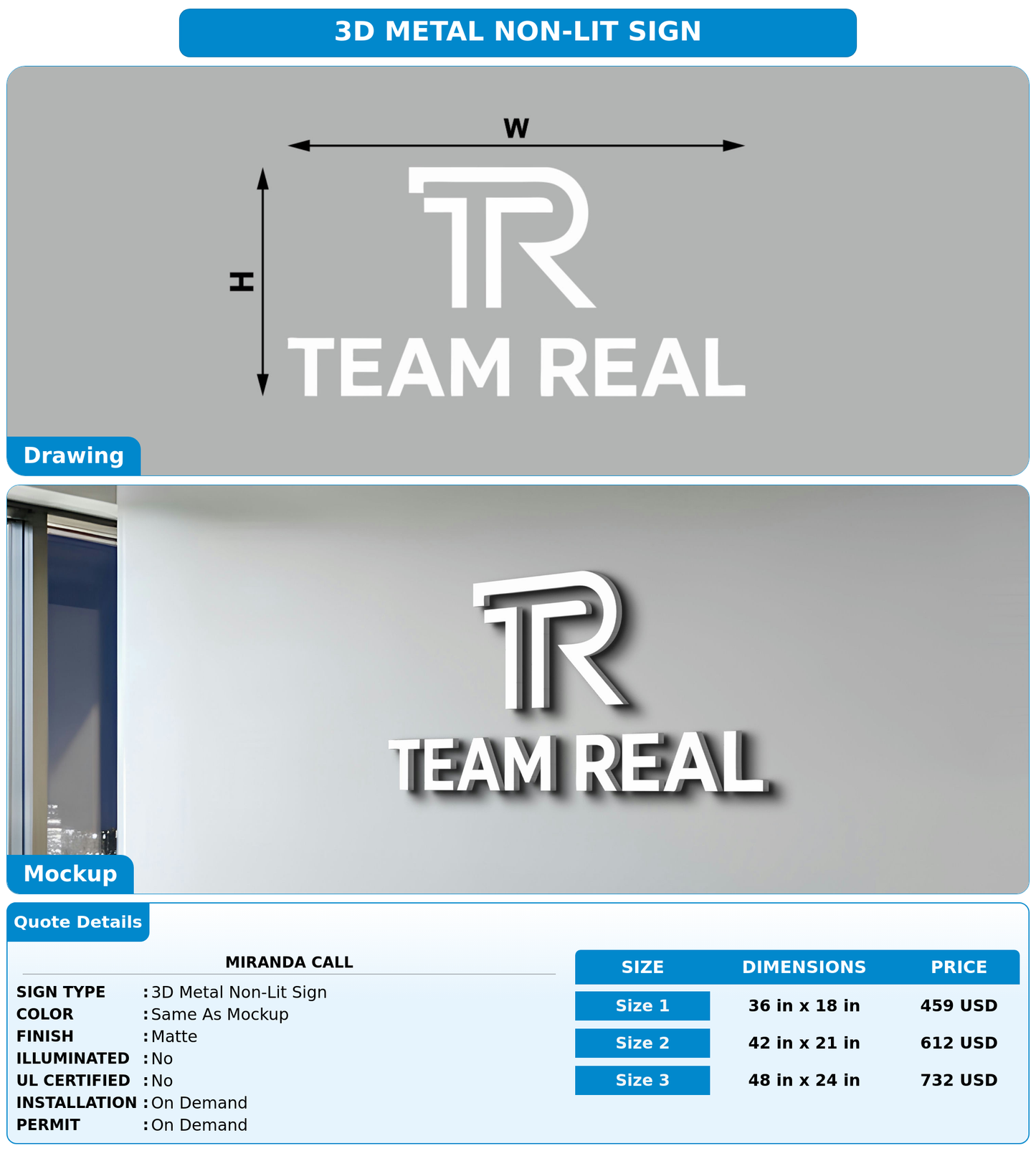 CUSTOM MOCKUP SIGN FOR Miranda Call