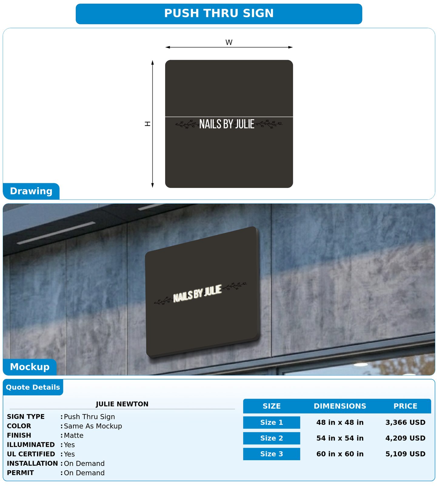 CUSTOM MOCKUP SIGN FOR Julie Newton