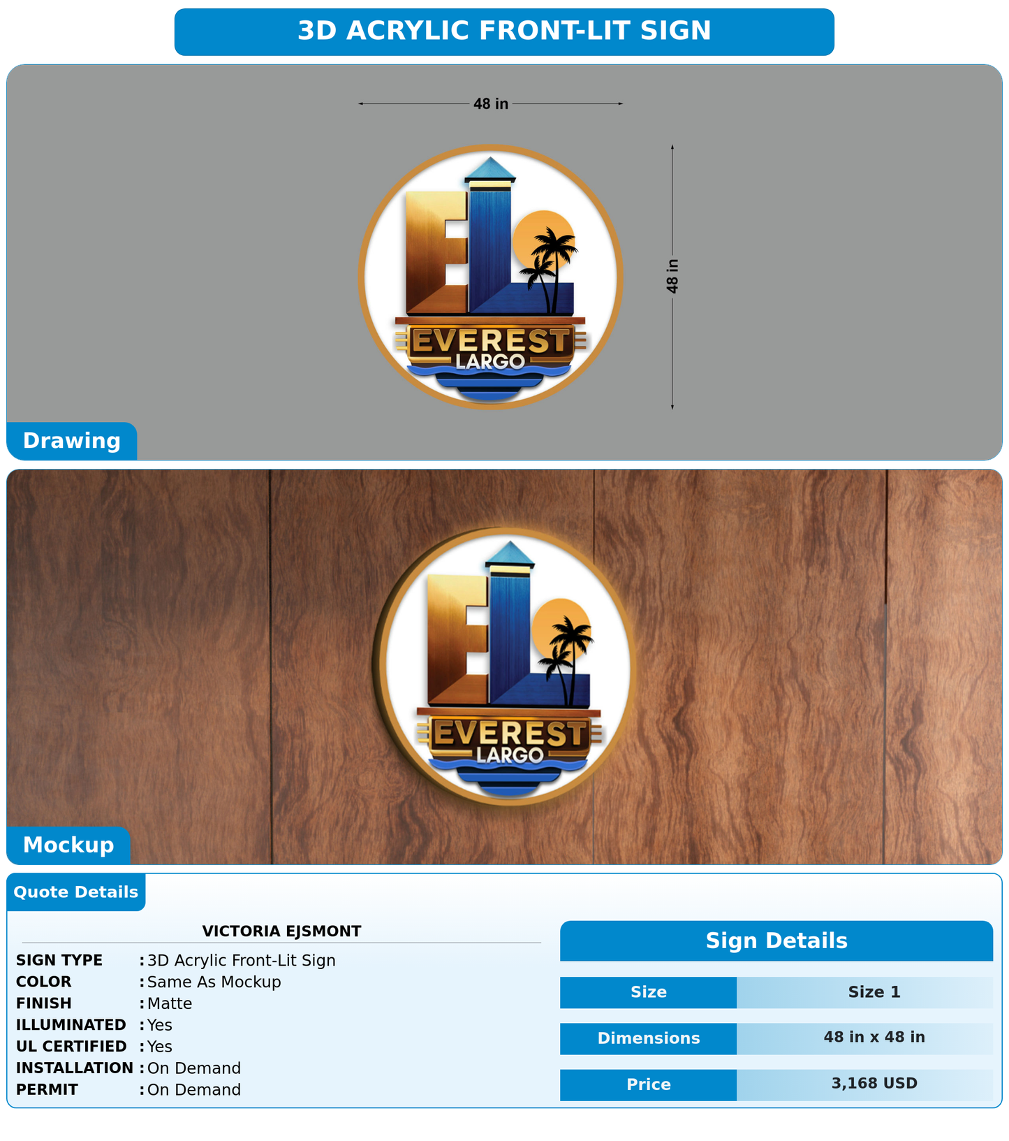 CUSTOM MOCKUP SIGN FOR Victoria Ejsmont