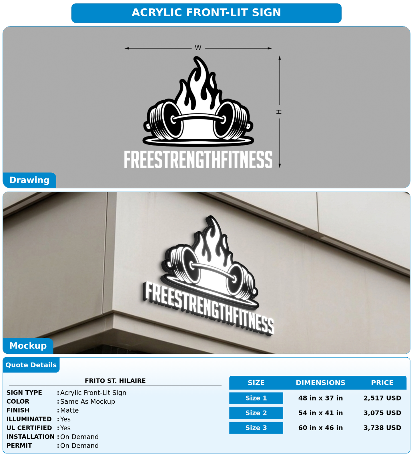 CUSTOM MOCKUP SIGN FOR Frito St. Hilaire