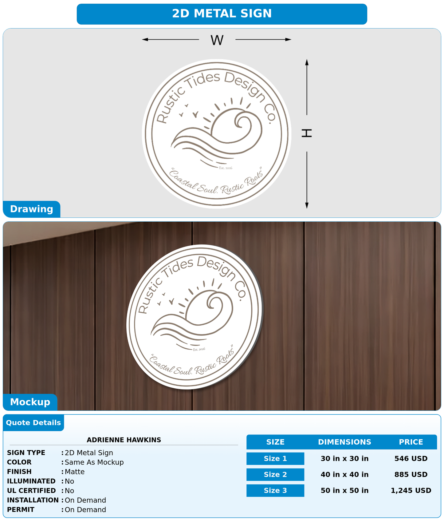 CUSTOM MOCKUP SIGN FOR Adrienne Hawkins