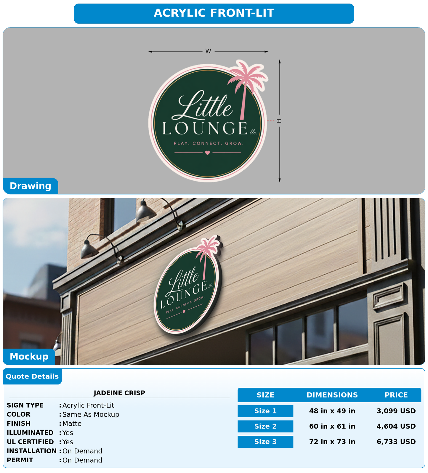 CUSTOM MOCKUP SIGN FOR Jadeine Crisp
