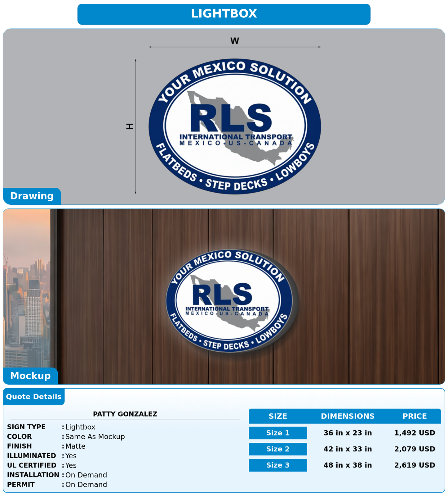 CUSTOM MOCKUP SIGN FOR Patty Gonzalez