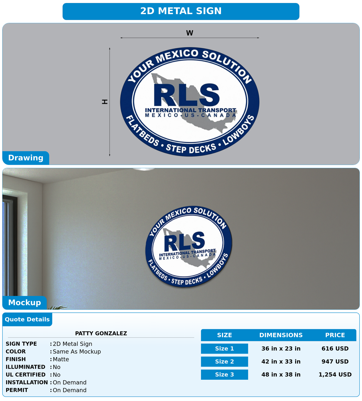CUSTOM MOCKUP SIGN FOR Patty Gonzalez