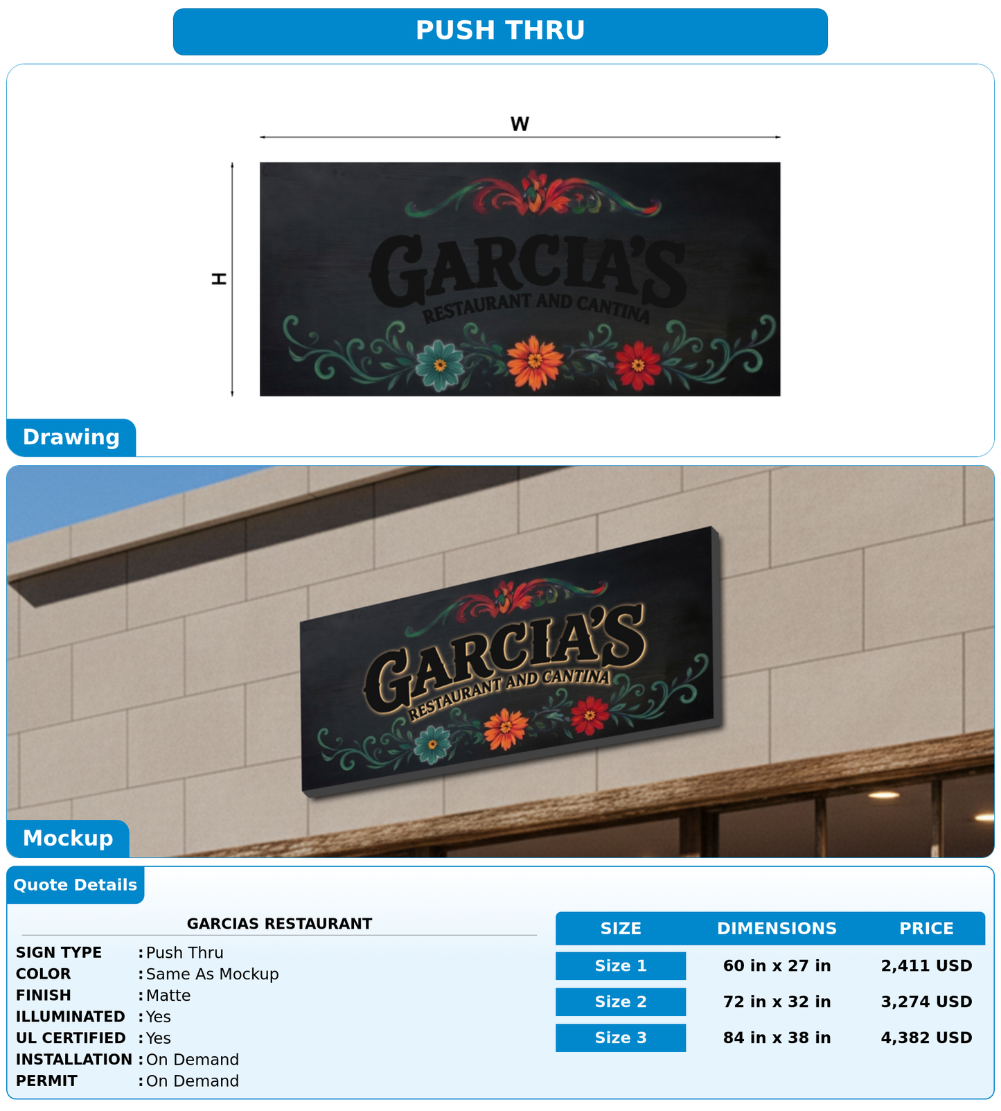 CUSTOM MOCKUP SIGN FOR Garcias Restaurant