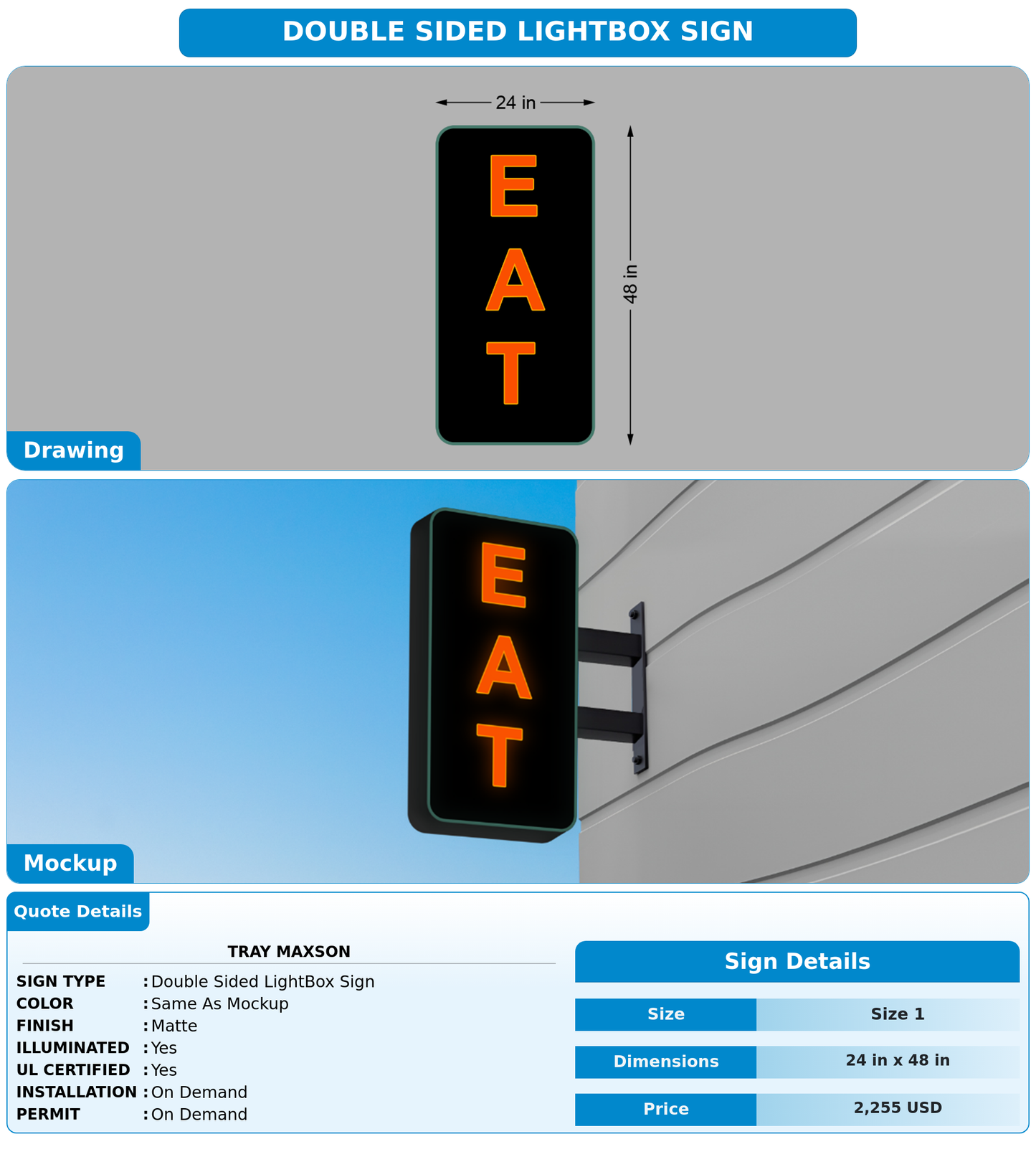 CUSTOM MOCKUP SIGN FOR Tray Maxson