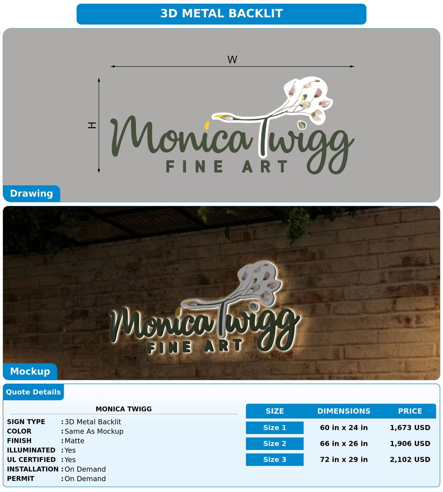 CUSTOM MOCKUP SIGN FOR Monica Twigg