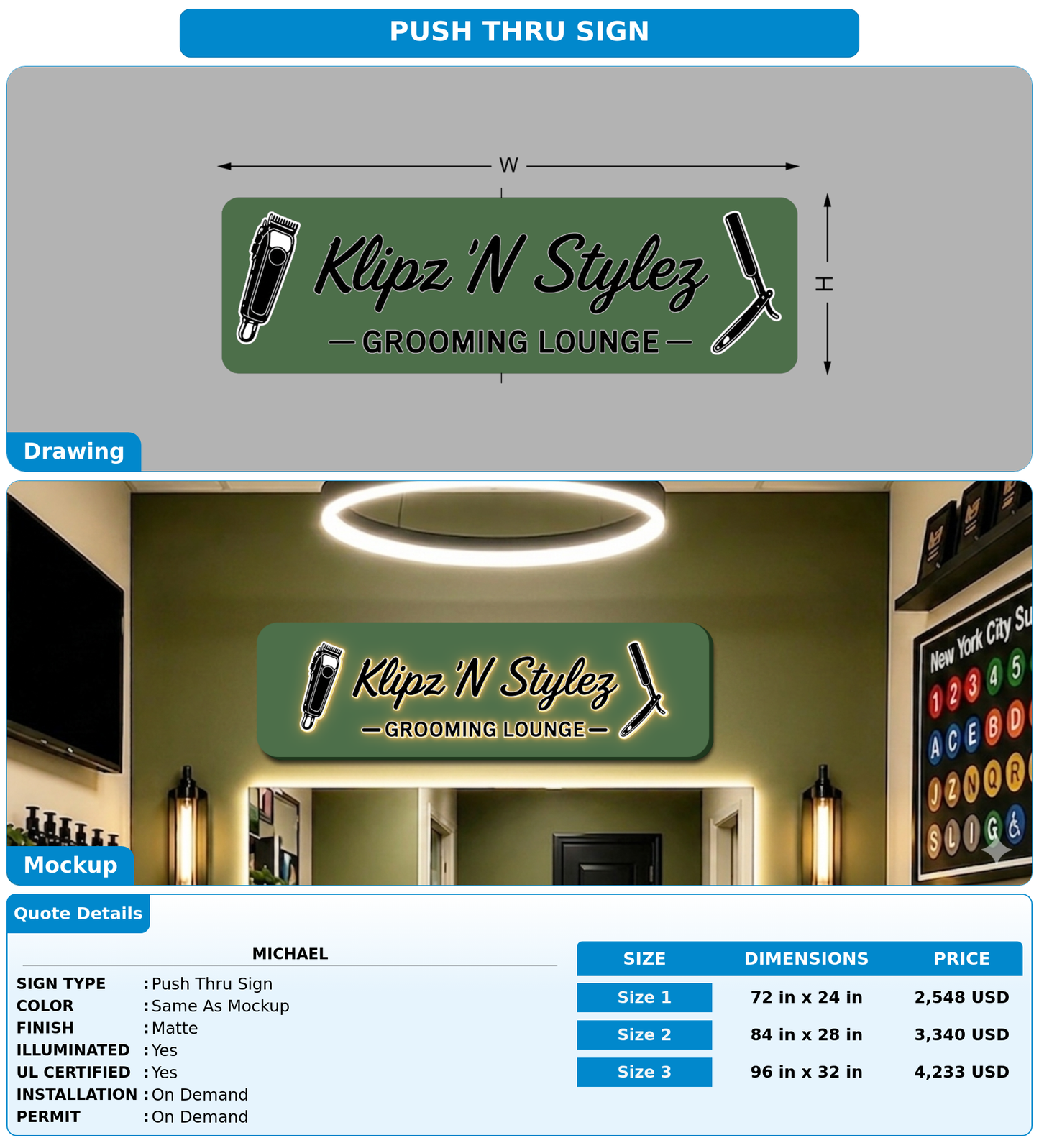CUSTOM MOCKUP SIGN FOR Michael