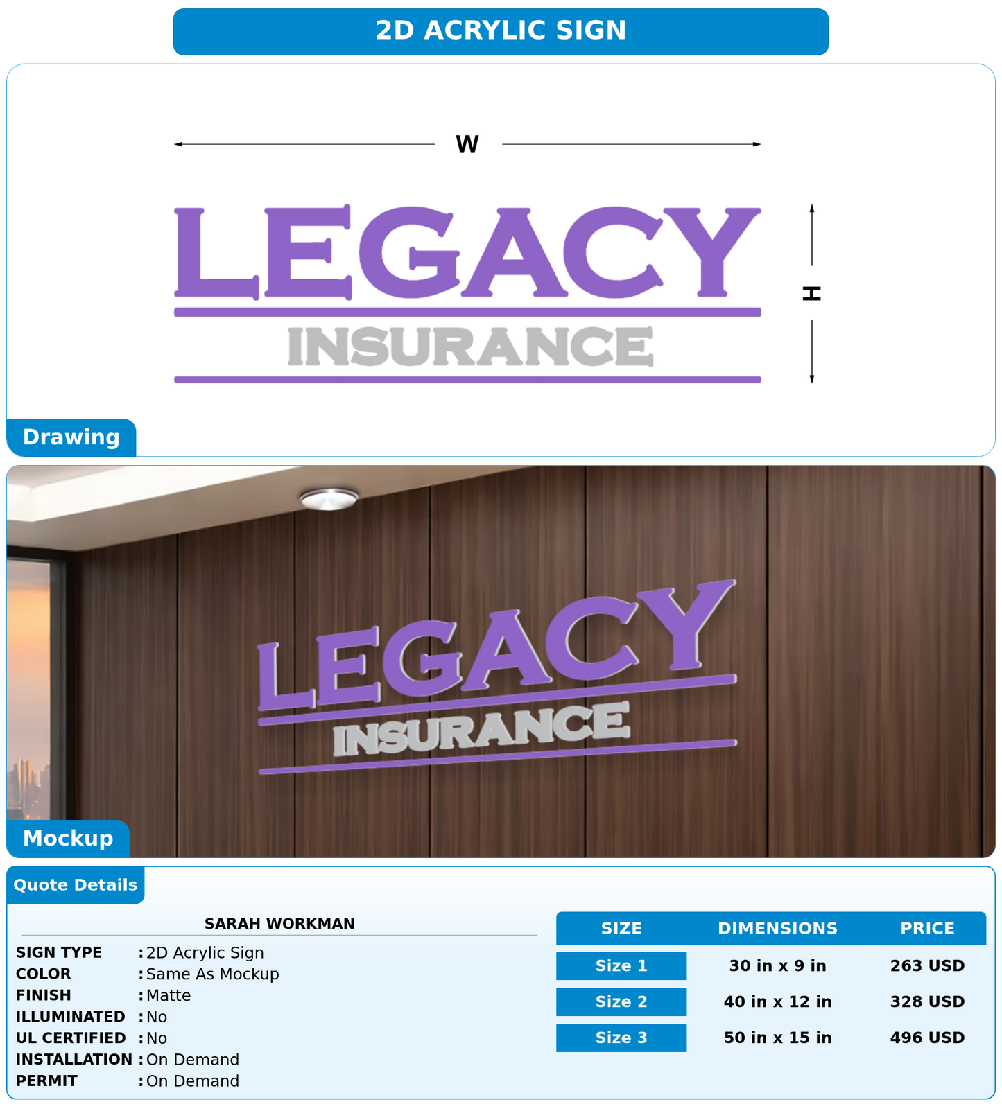 CUSTOM MOCKUP SIGN FOR Sarah Workman