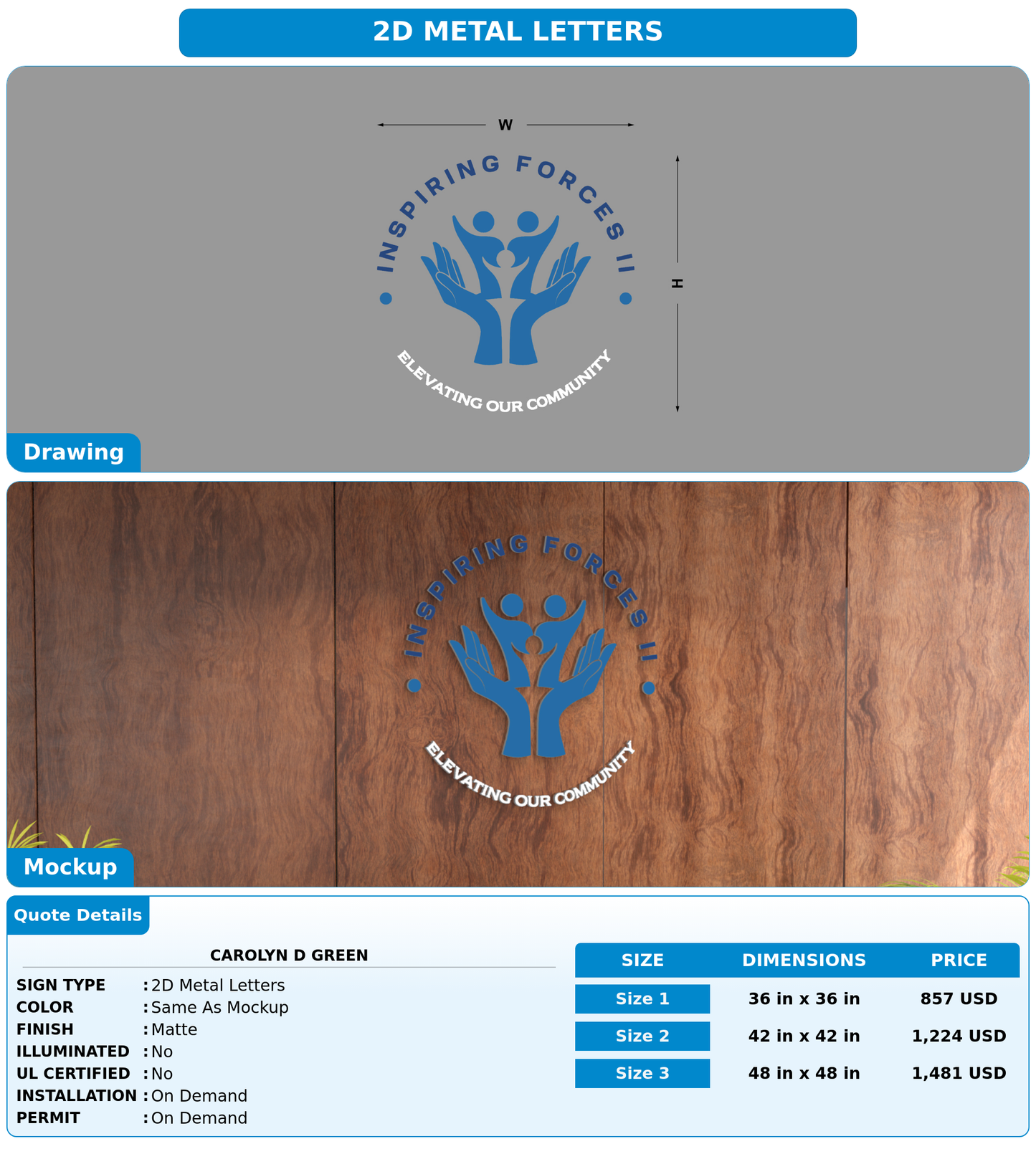 CUSTOM MOCKUP SIGN FOR Carolyn D Green