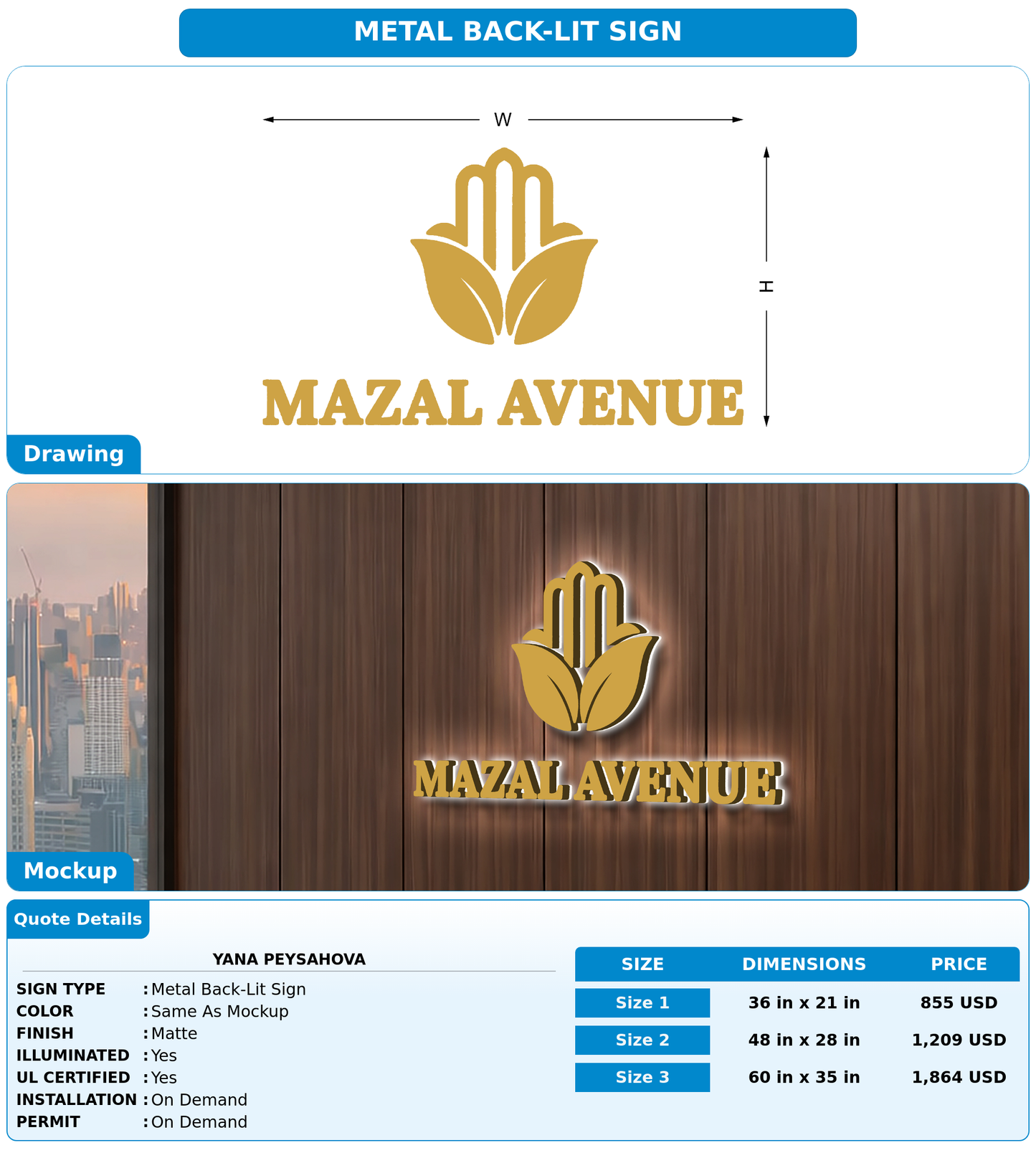 CUSTOM MOCKUP SIGN FOR Yana Peysahova