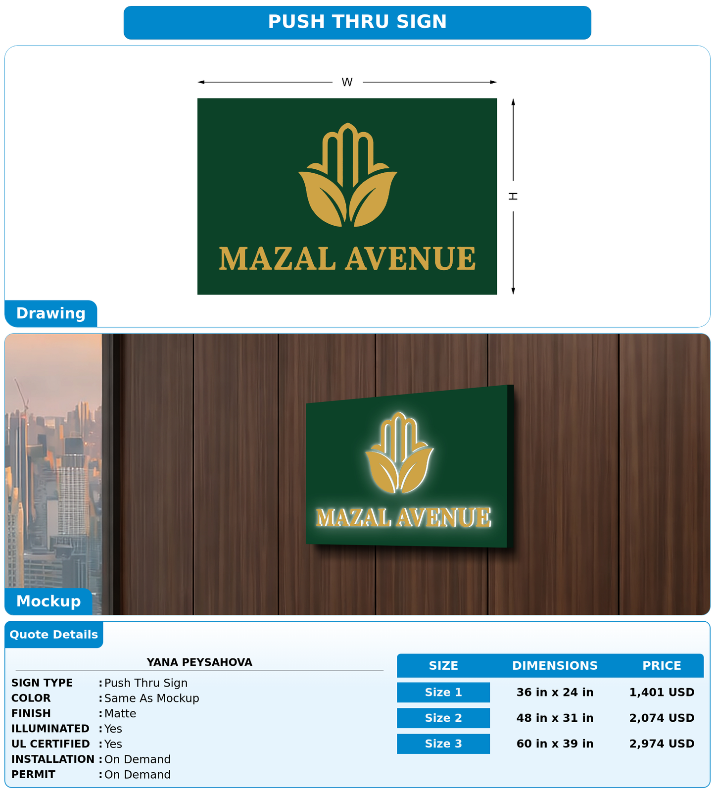 CUSTOM MOCKUP SIGN FOR Yana Peysahova