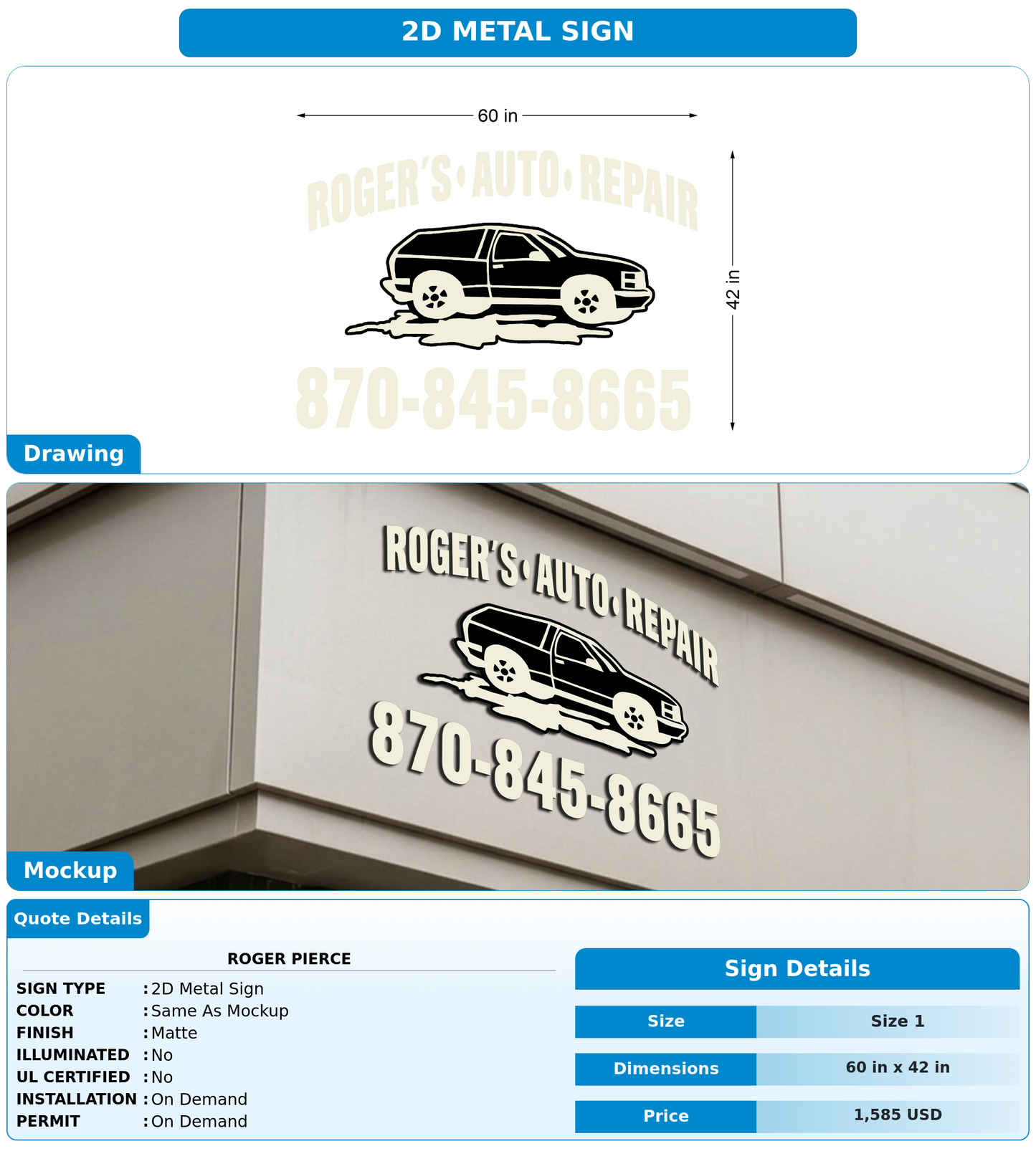 CUSTOM MOCKUP SIGN FOR Roger Pierce