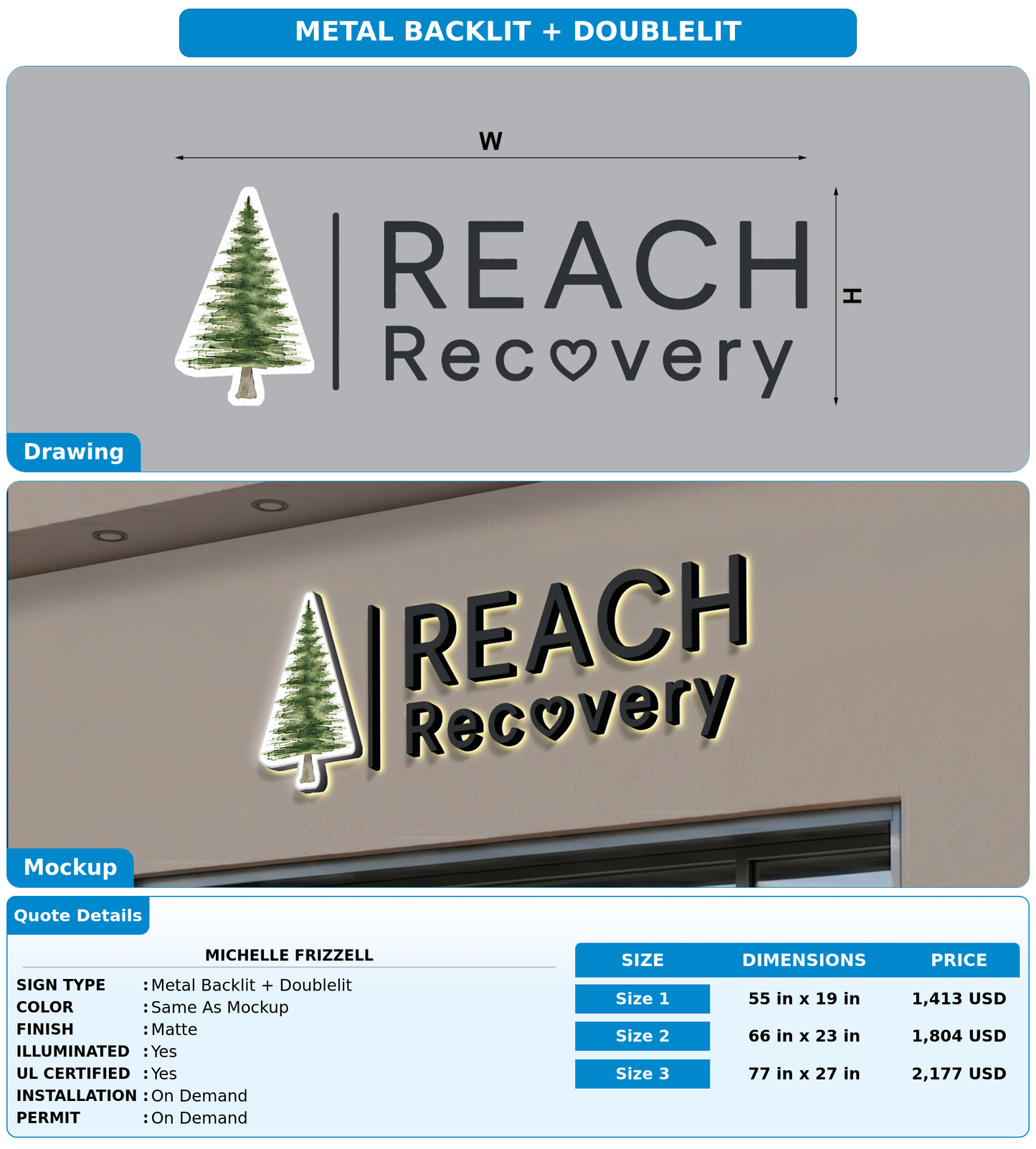 CUSTOM MOCKUP SIGN FOR Michelle Frizzell