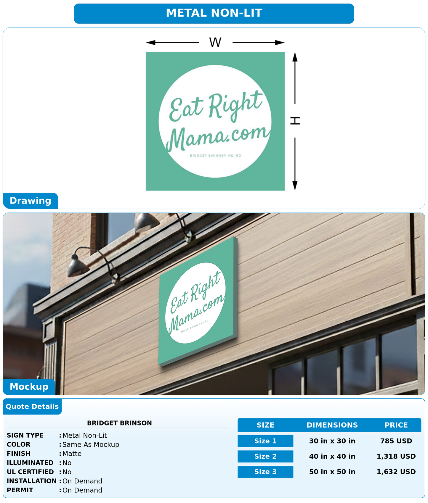 CUSTOM MOCKUP SIGN FOR Bridget Brinson