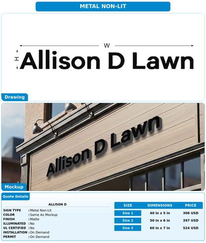 CUSTOM MOCKUP SIGN FOR Allison D