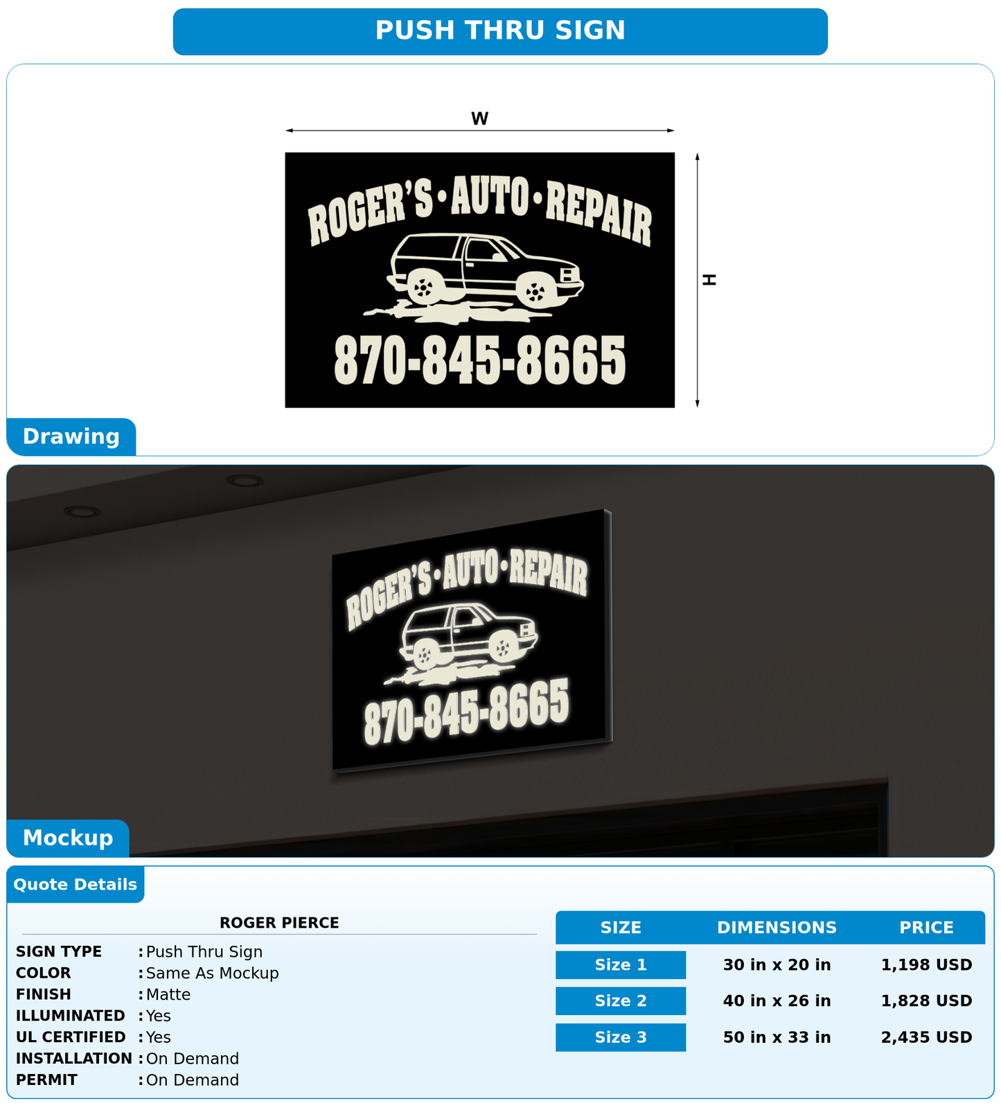 CUSTOM MOCKUP SIGN FOR Roger Pierce