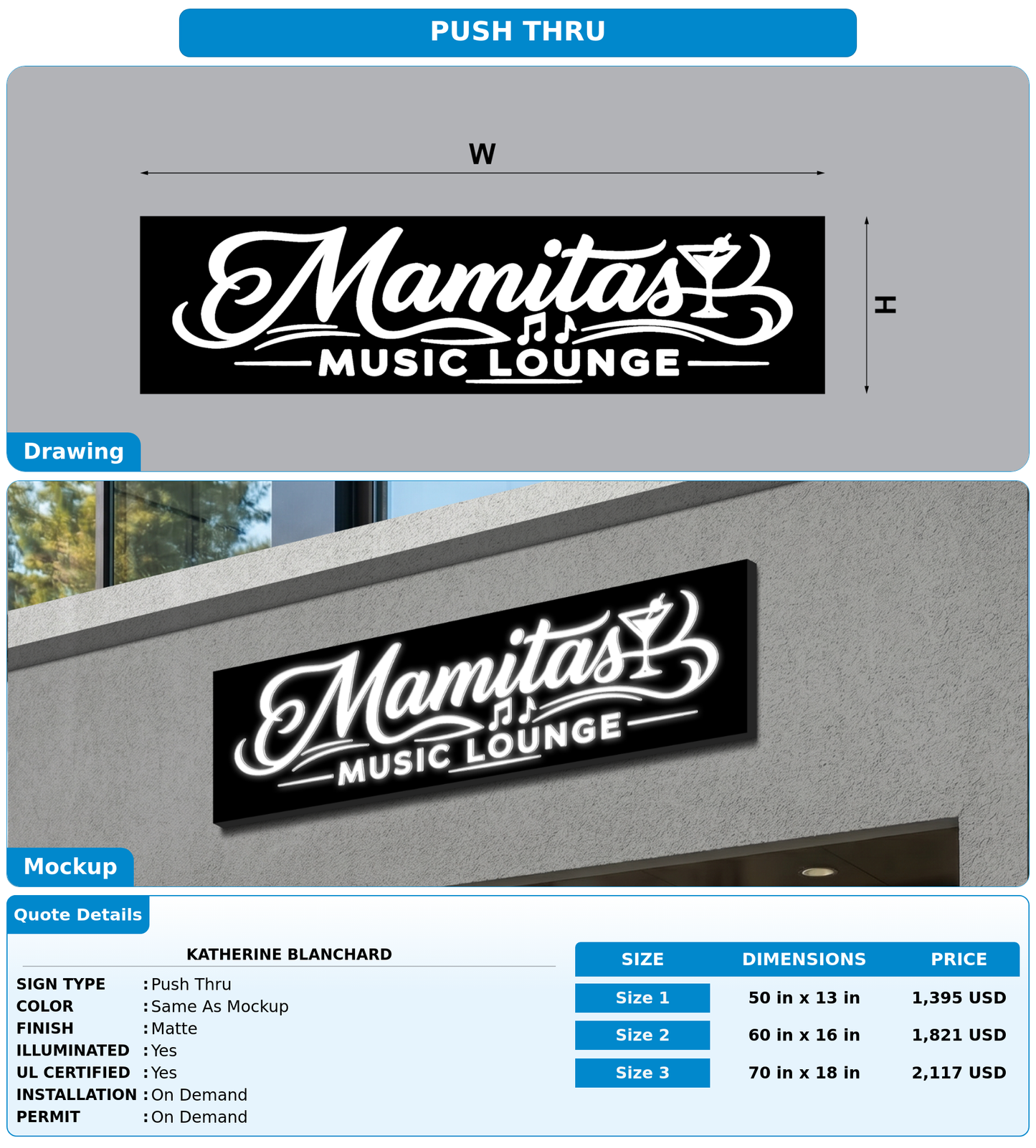 CUSTOM MOCKUP SIGN FOR Katherine Blanchard
