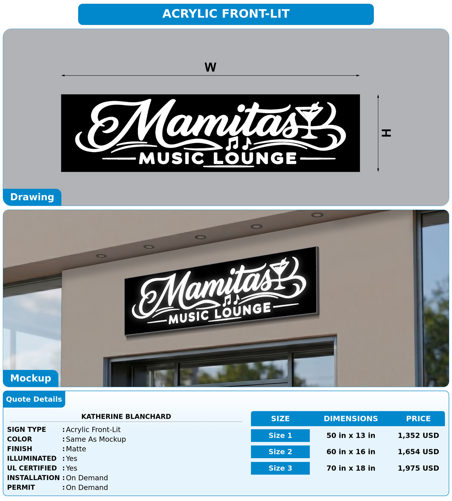 CUSTOM MOCKUP SIGN FOR Katherine Blanchard