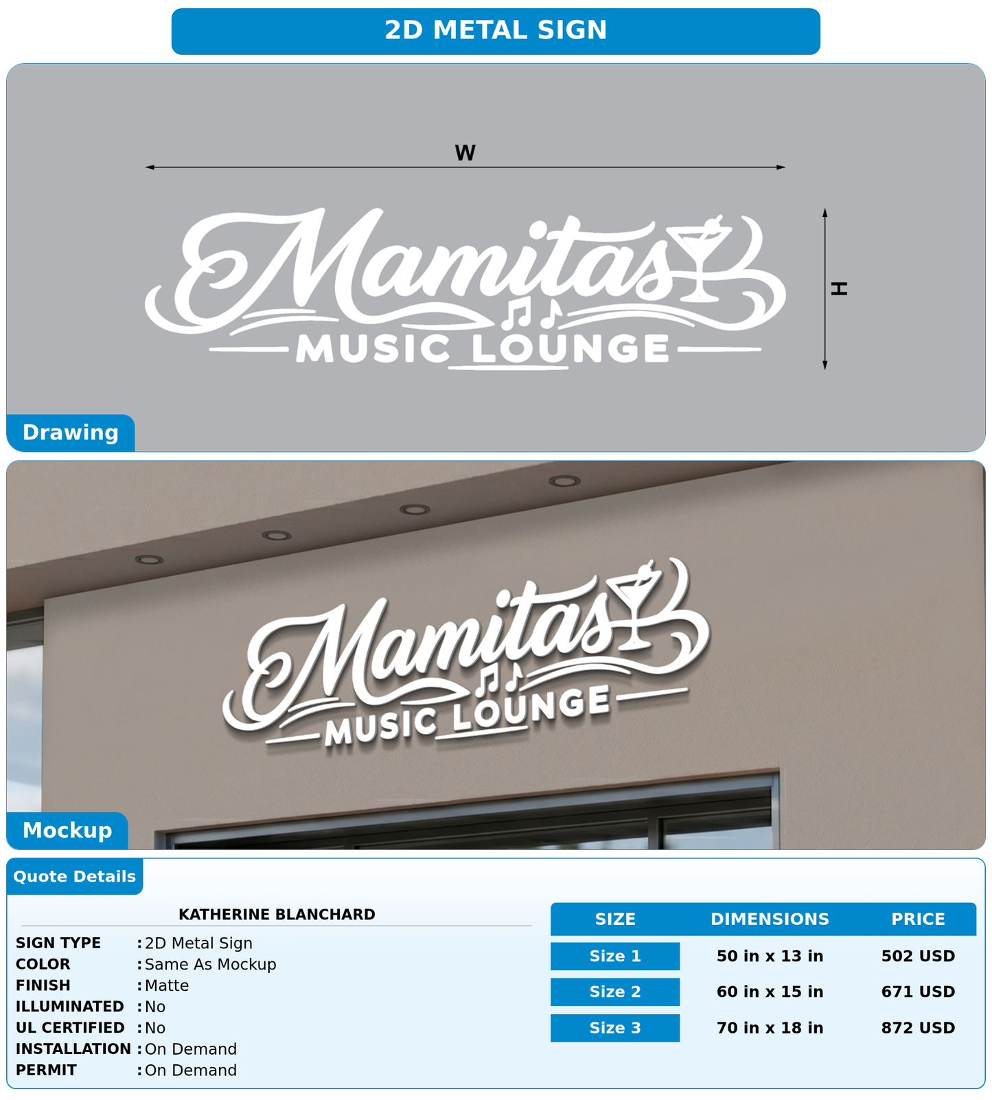 CUSTOM MOCKUP SIGN FOR Katherine Blanchard