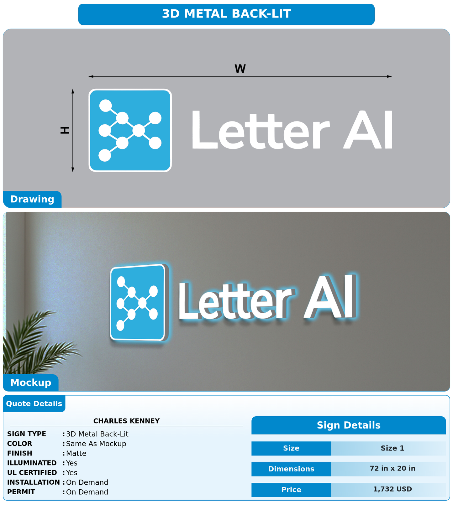 CUSTOM MOCKUP SIGN FOR Charles Kenney