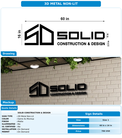 CUSTOM MOCKUP SIGN FOR Solid Construction & Design
