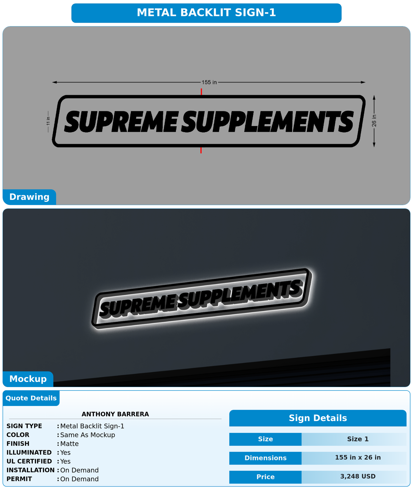 CUSTOM MOCKUP SIGN FOR Anthony Barrera
