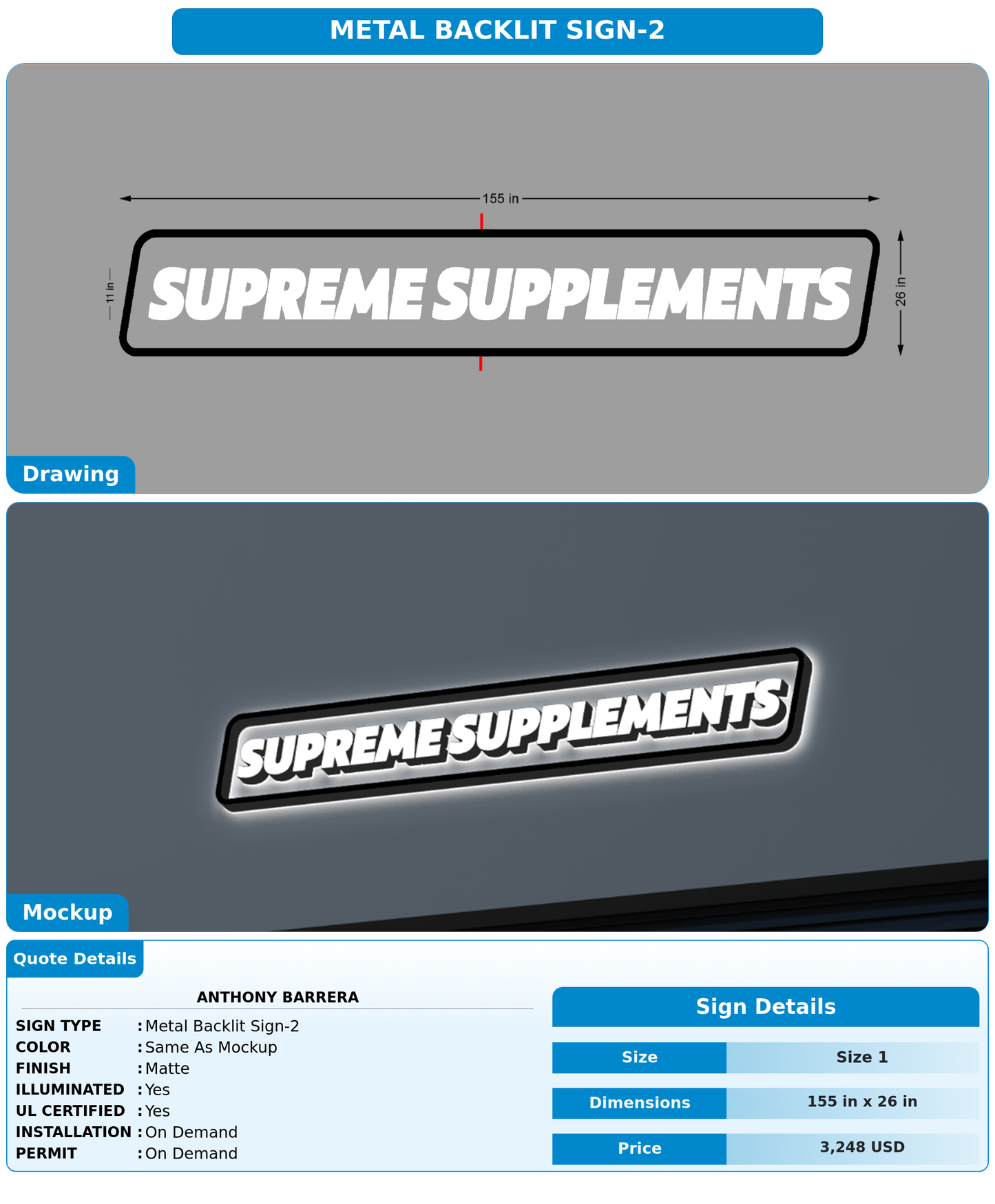 CUSTOM MOCKUP SIGN FOR Anthony Barrera
