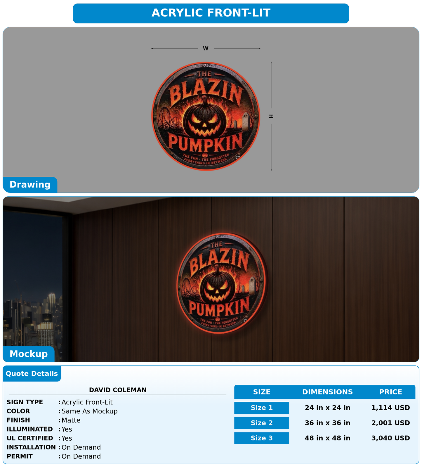 CUSTOM MOCKUP SIGN FOR David Coleman